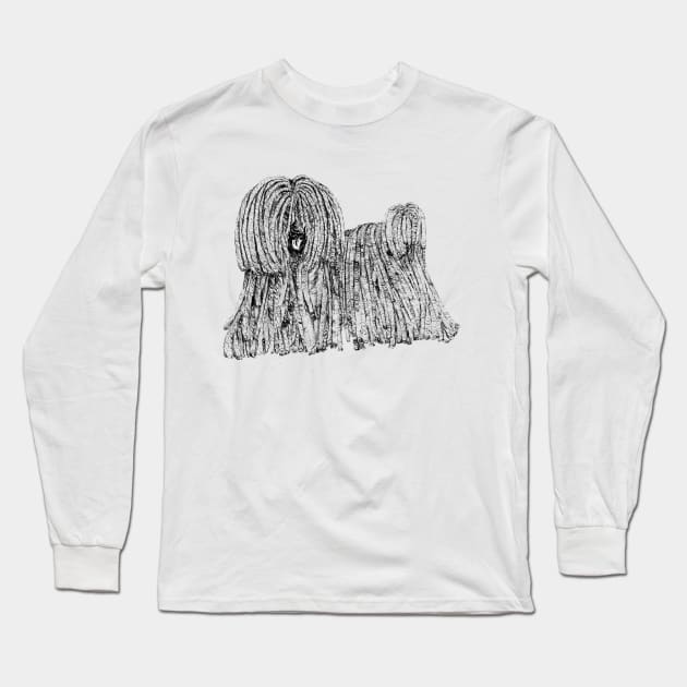 Hand Draw Puli the Dog Long Sleeve T-Shirt by jitkaegressy